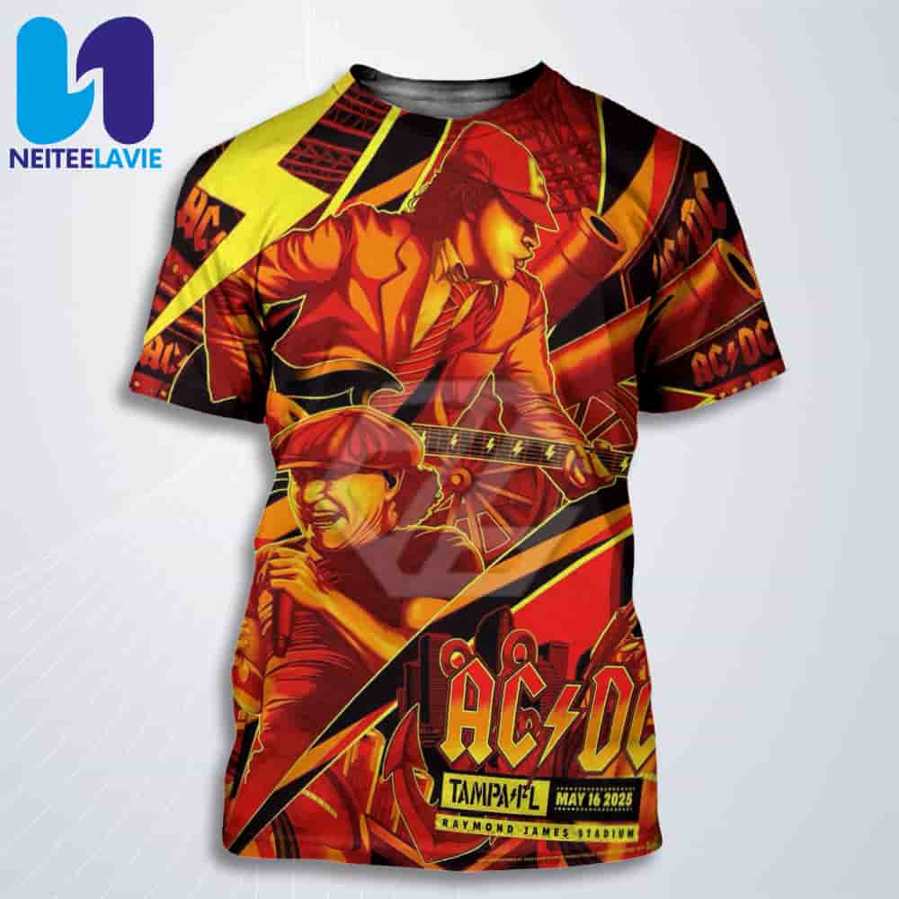 AC/DC In Tampa FL On May 16 2025 At Raymond James Stadium All Over Print T-Shirt AC/DC In Tampa FL On May 16 2025 At Raymond James Stadium All Over Print T-Shirt