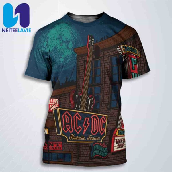 AC/DC Pwr Up Tour 2025 In Nashville Tenessee On May 20 2025 At Nissan Stadium All Over Print T-Shirt