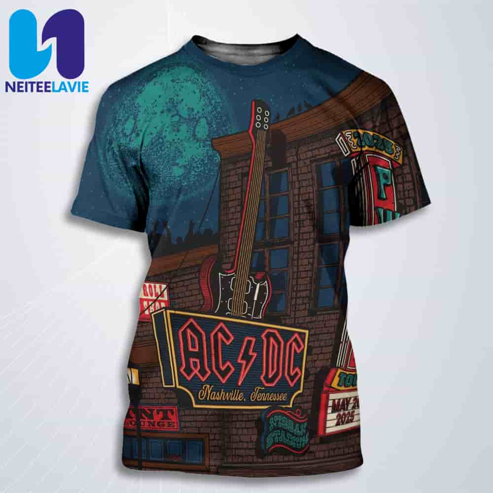 AC/DC Pwr Up Tour 2025 In Nashville Tenessee On May 20 2025 At Nissan Stadium All Over Print T-Shirt AC/DC Pwr Up Tour 2025 In Nashville Tenessee On May 20 2025 At Nissan Stadium All Over Print T-Shirt