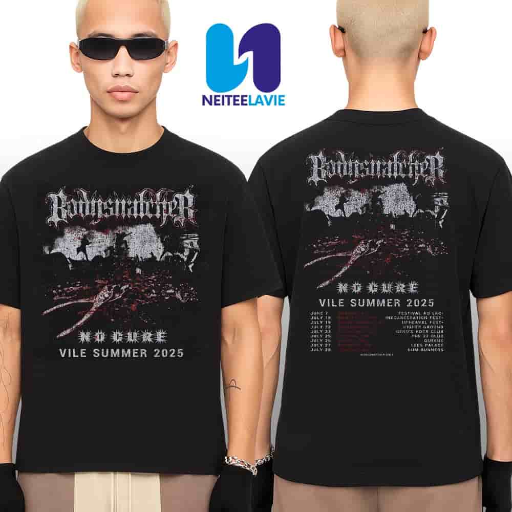 Bodysnatcher Vile Summer Tour With NO CURE 2025 Merchandise All Over Print T-Shirt Bodysnatcher Vile Summer Tour With NO CURE 2025 Merchandise All Over Print T-Shirt