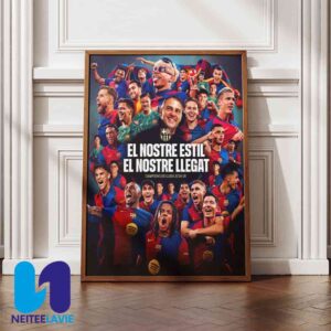 Congrats Barcelona FC Champion LaLiga 2024-2025 Poster Canvas