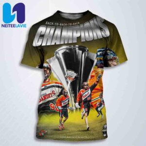 Congratulations to Buffalo Bandits Champion NLL Cup 2025 They got their Three-Peat All Over Print T-Shirt