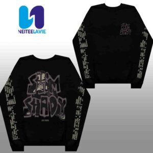 Eminem The Marshall Mathers LP 25th Anniversary Merchandise Graffiti Slim Crewneck Longsleeves Black Shirt