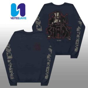 Eminem The Marshall Mathers LP 25th Anniversary Merchandise Graffiti Slim Crewneck Longsleeves Black Shirt