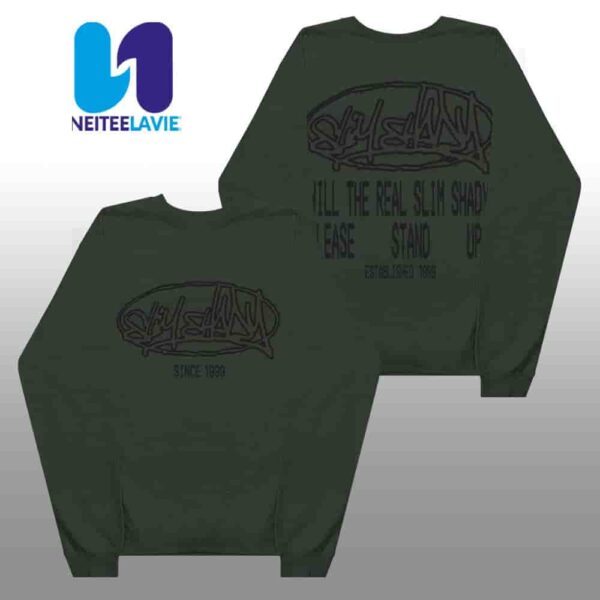Eminem The Marshall Mathers LP 25th Anniversary Merchandise Plz Stand Crewneck Black Longsleeves Shirt
