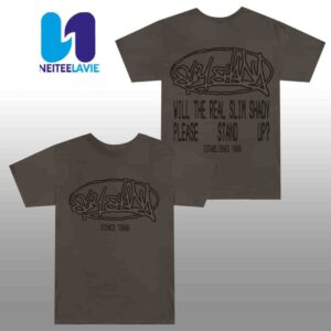 Eminem The Marshall Mathers LP 25th Anniversary Merchandise Plz Stand T-Shirt Brown