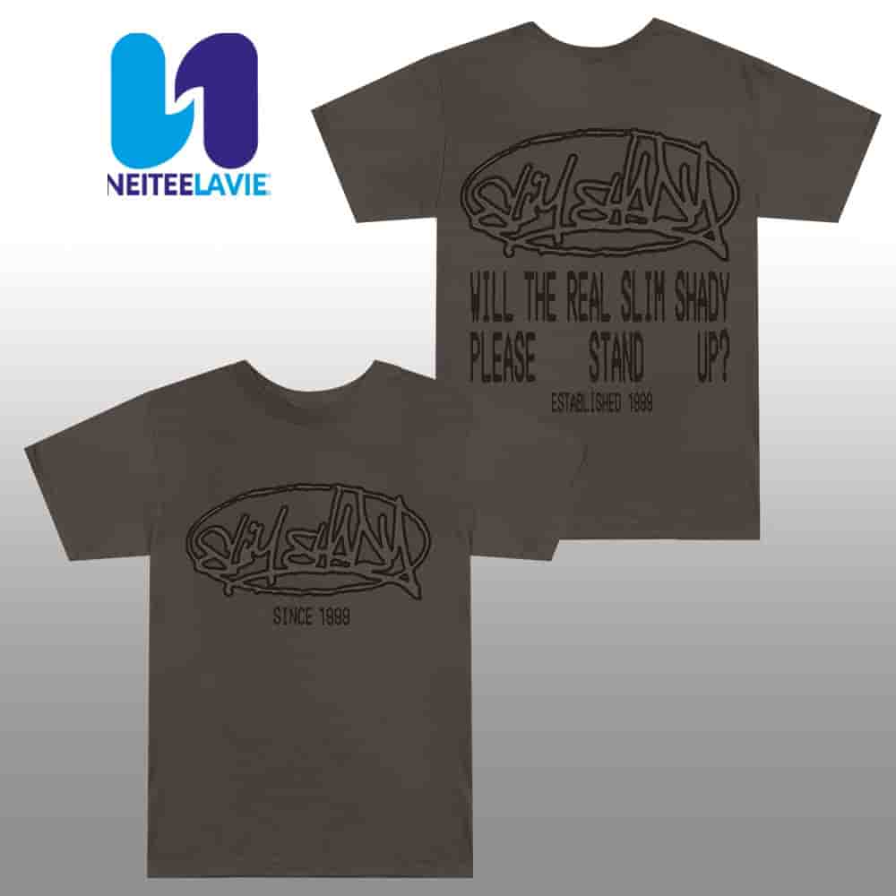 Eminem The Marshall Mathers LP 25th Anniversary Merchandise Plz Stand T-Shirt Brown Eminem The Marshall Mathers LP 25th Anniversary Merchandise Plz Stand T-Shirt Brown