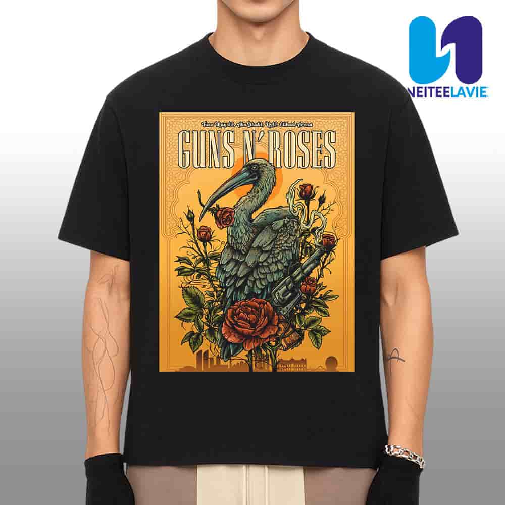 Guns N Roses Concert Poster In Abu Dhabi UAE On May 27 2025 At Etihad Arena Merchandise Unisex T-Shirt Guns N Roses Concert Poster In Abu Dhabi UAE On May 27 2025 At Etihad Arena Merchandise Unisex T-Shirt