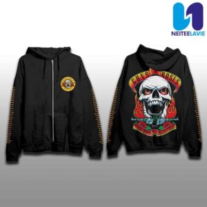 Guns N’ Roses Japan 2025 Skull Fire Tour Zip Up All Over Print Hoodie Shirt