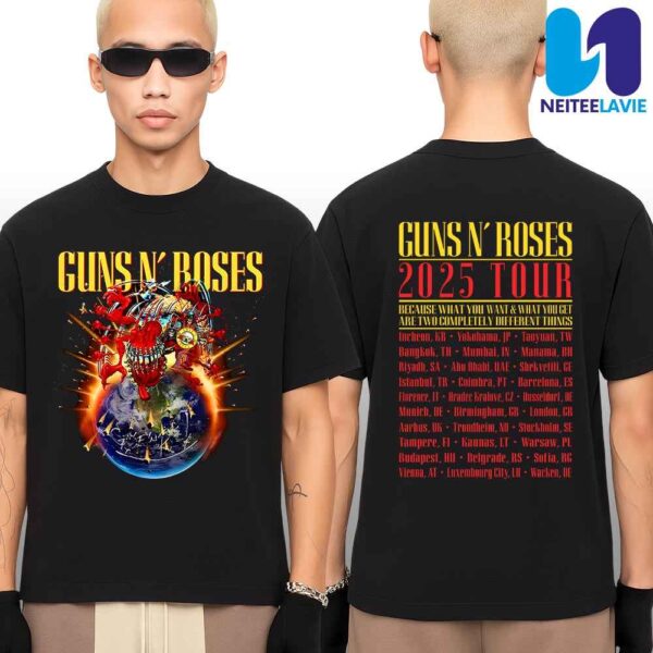 Guns N’ Roses Japan 2025 Tour Admat 2025 Dates List Back Merchandise T-Shirt