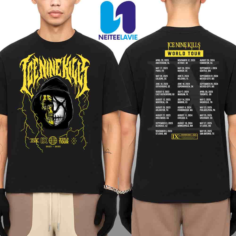 Ice Nine Kills World Tour 2025 IX Schedule List Dates Merch Two Sides Unisex T-Shirt Ice Nine Kills World Tour 2025 IX Schedule List Dates Merch Two Sides Unisex T-Shirt