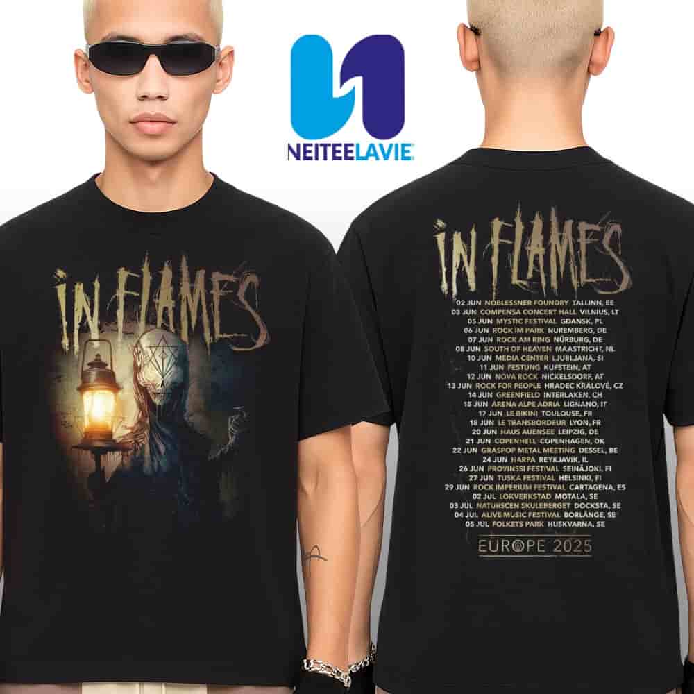 In Flames Europe Tour Dates 2025 Merchandise Unisex T-Shirt In Flames Europe Tour Dates 2025 Merchandise Unisex T-Shirt
