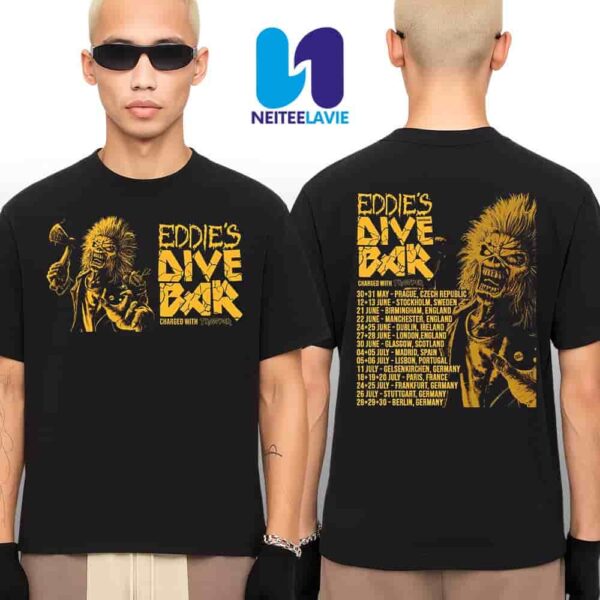 Iron Maiden Eddie Dive Bar is On The Road For 2025 Charged With Trooper Tour Dates Merchandise Unisex T-Shirt