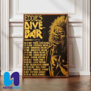 Iron Maiden Eddie Dive Bar is On The Road For 2025 Charged With Trooper Tour Dates Poster Canvas