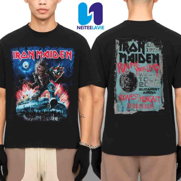 Iron Maiden Run For Your Lives World Tour 2025 In Budapest Hungary On May 27-28 2025 At Budapest Arena Merchandise Two Sided Unisex T-Shirt