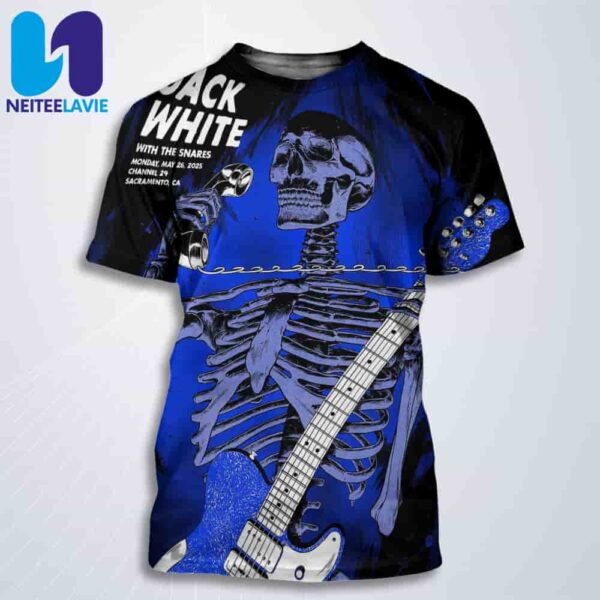 Jack White Night 1 Concert Poster With Snares In Sacramento CA On May 26 2025 At Channel 24 All Over Print T-Shirt