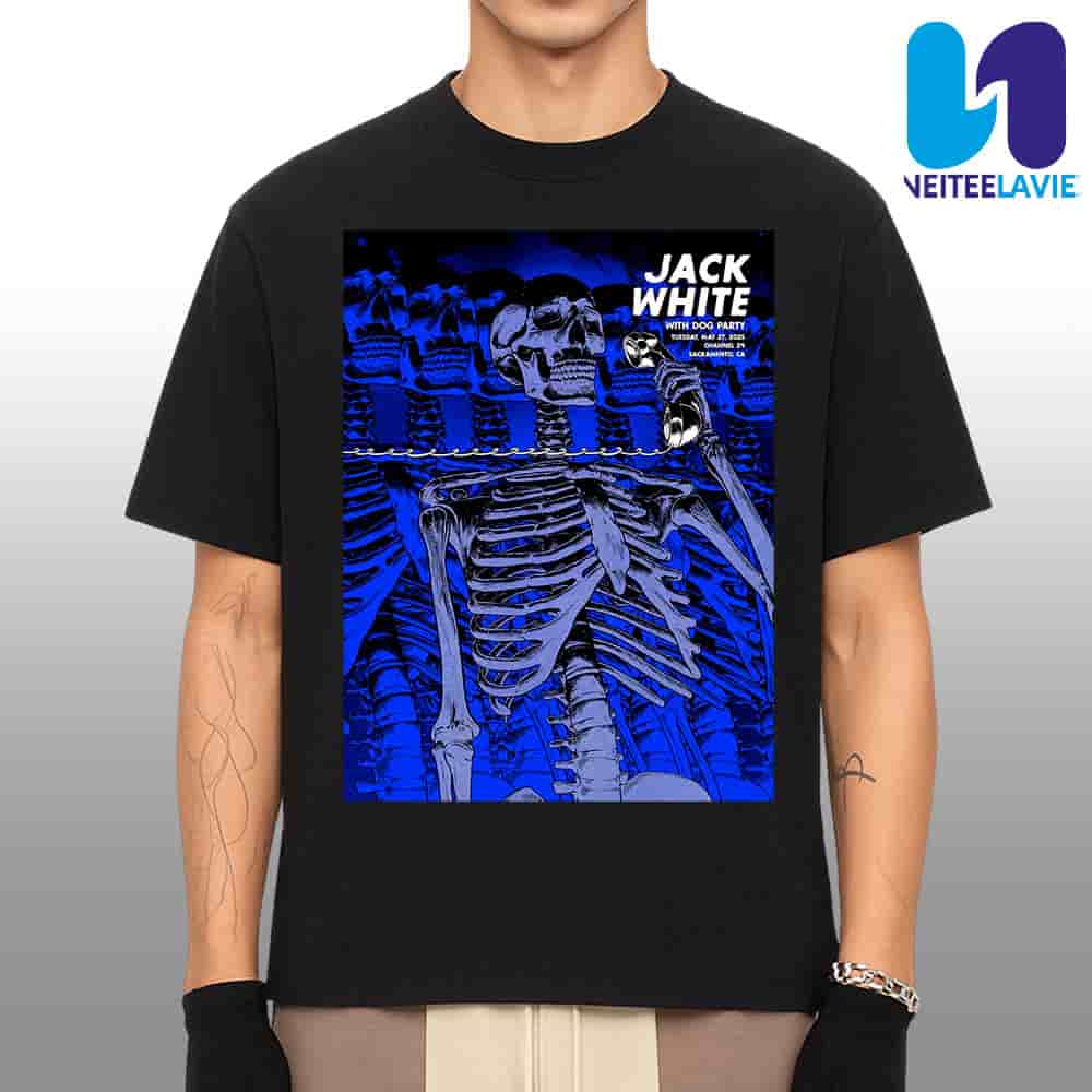 Jack White Night 2 Concert Poster With Dog Party In Sacramento CA On May 27 2025 At Channel 24 Merchandise Unisex T-Shirt Jack White Night 2 Concert Poster With Dog Party In Sacramento CA On May 27 2025 At Channel 24 Merchandise Unisex T-Shirt