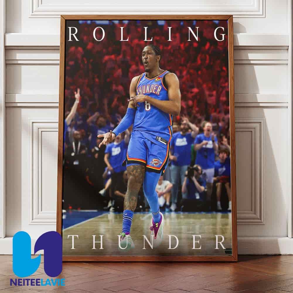 Jaylin Williams Rolling OKC Thunder NBA Western Conference Finals 2025 Poster Canvas Jaylin Williams Rolling OKC Thunder NBA Western Conference Finals 2025 Poster Canvas