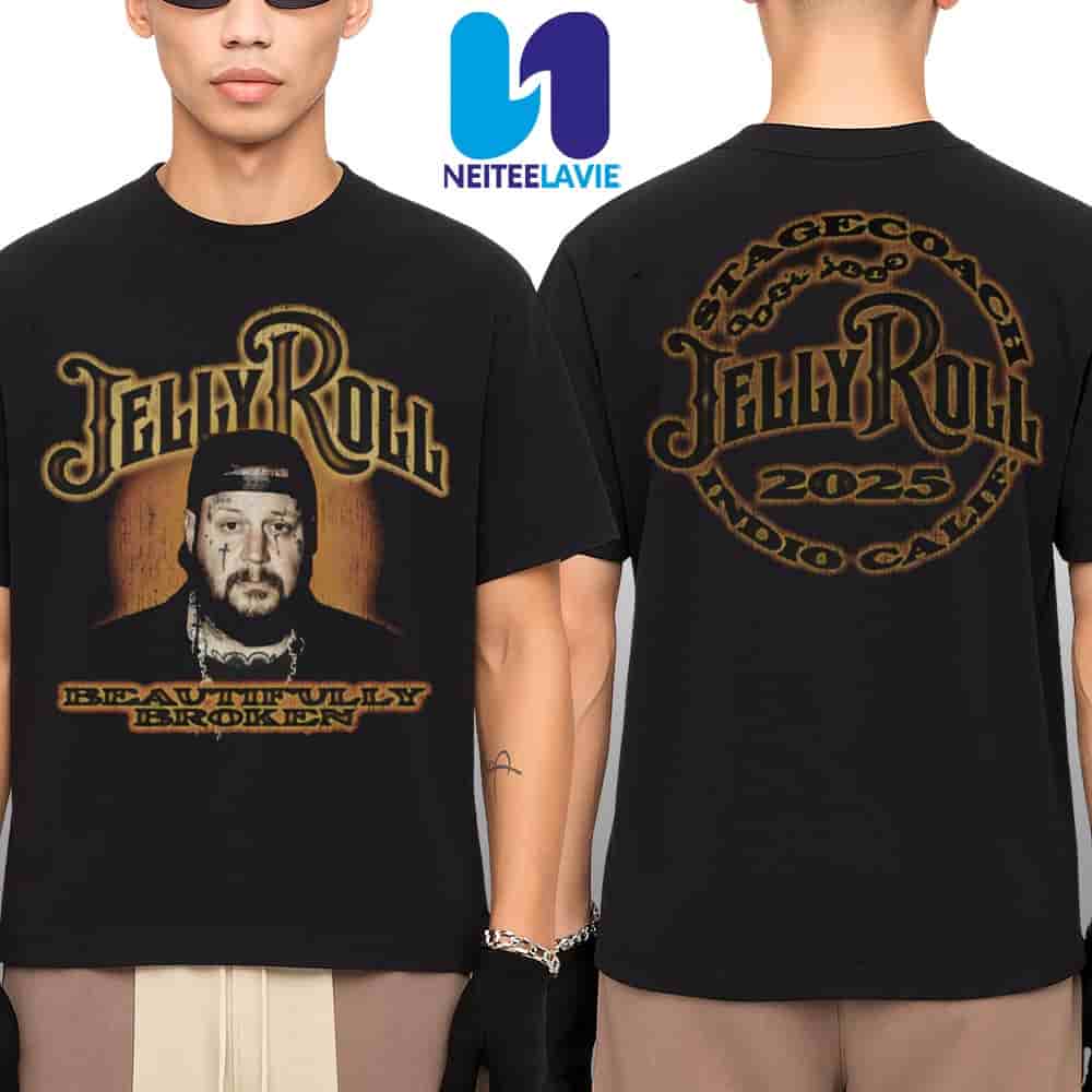 Jelly Roll Beautifully Broken Stagecoach Indio Calif 2025 Event Merchandise Two Sides Unisex T-Shirt Jelly Roll Beautifully Broken Stagecoach Indio Calif 2025 Event Merchandise Two Sides Unisex T-Shirt