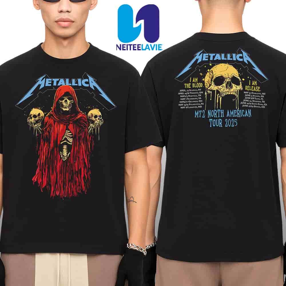 Metallica M72 North American Tour 2025 Tour Dates Skeleton Merchandise Two Sides Unisex T-Shirt Metallica M72 North American Tour 2025 Tour Dates Skeleton Merchandise Two Sides Unisex T-Shirt