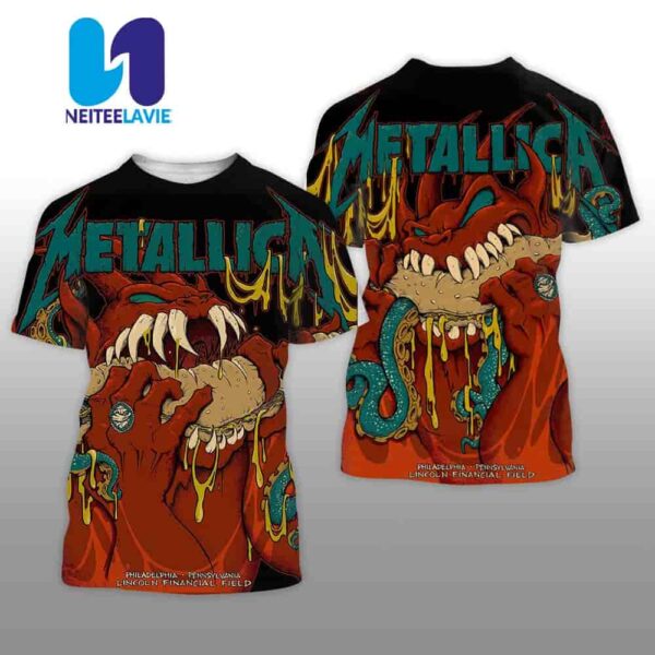 Metallica M72 Philly Night 1 And Night 2 Poster In Philadelphia Pennsylvania On May 23rd 2025 At Lincoln Financial Field Two Sides All Over Print T-Shirt