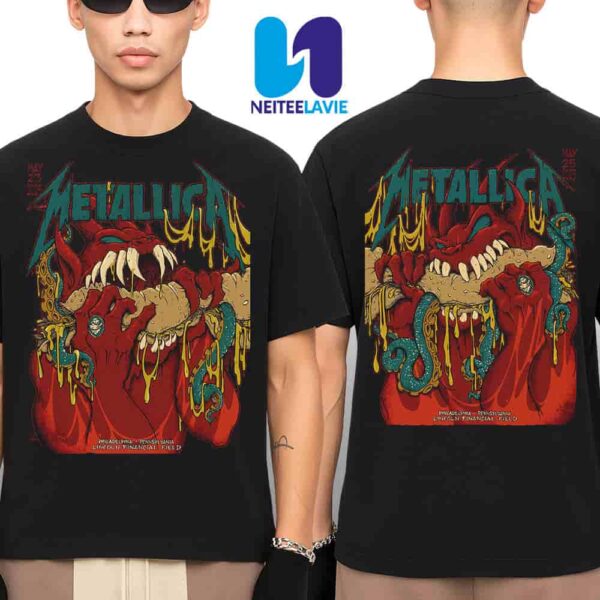 Metallica M72 Philly Night 1 And Night 2 Poster In Philadelphia Pennsylvania On May 23rd 2025 At Lincoln Financial Field Two Sides Merchandise Unisex T-Shirt