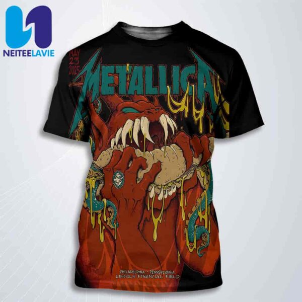 Metallica M72 Philly Night 1 Poster In Philadelphia Pennsylvania On May 23rd 2025  At Lincoln Financial Field All Over Print T-Shirt