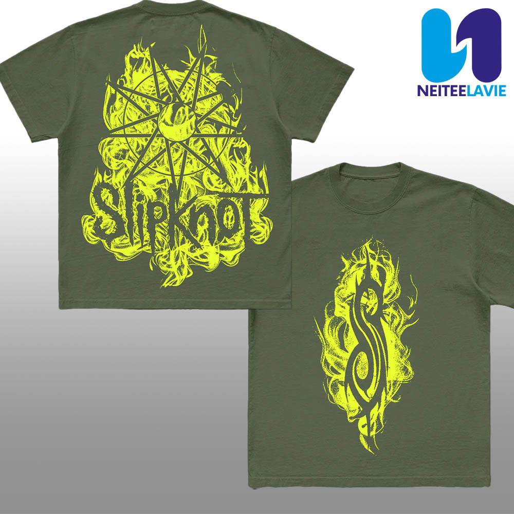 Military Green Featuring Slipknot Flamed Tribal S Merchandise Unisex T-Shirt Military Green Featuring Slipknot Flamed Tribal S Merchandise Unisex T-Shirt