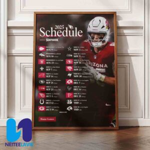 NFL Arizona Cardinals 2025 Schedule Season Home Decor Poster Canvas