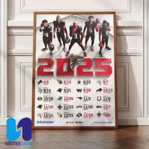 NFL Atlanta Falcons 2025 Schedule Season Home Decor Poster Canvas