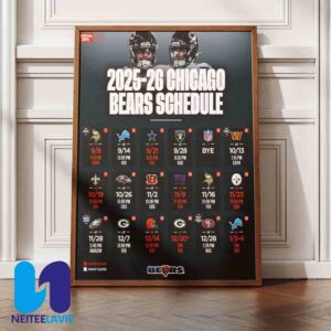 NFL Chicago Bears 2025 Schedule Season Home Decor Poster Canvas
