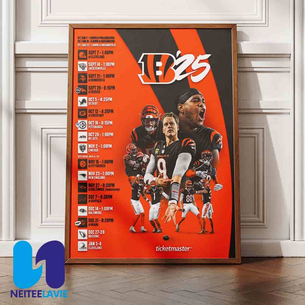 NFL Cincinnati Bengals 2025 Schedule Season Home Decor Poster Canvas NFL Cincinnati Bengals 2025 Schedule Season Home Decor Poster Canvas