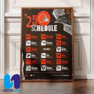 NFL Cleveland Browns 2025 Schedule Season Home Decor Poster Canvas