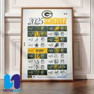 NFL Green Bay Packers 2025 Schedule Season Home Decor Poster Canvas