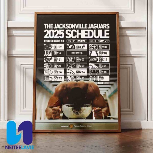 NFL Jacksonville Jaguars 2025 Schedule Season Home Decor Poster Canvas