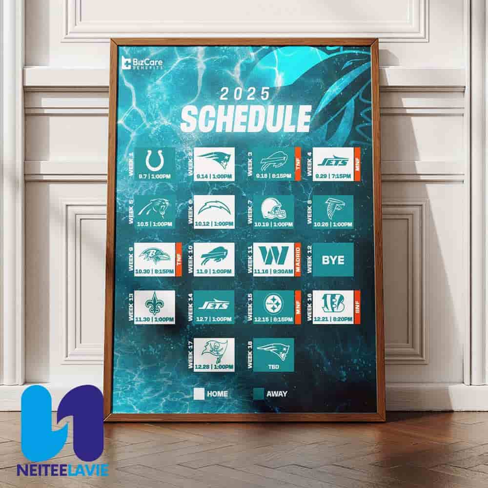 NFL Miami Dolphins 2025 Schedule Season Home Decor Poster Canvas NFL Miami Dolphins 2025 Schedule Season Home Decor Poster Canvas