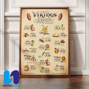 NFL Minnesota Vikings 2025 Schedule Season Home Decor Poster Canvas