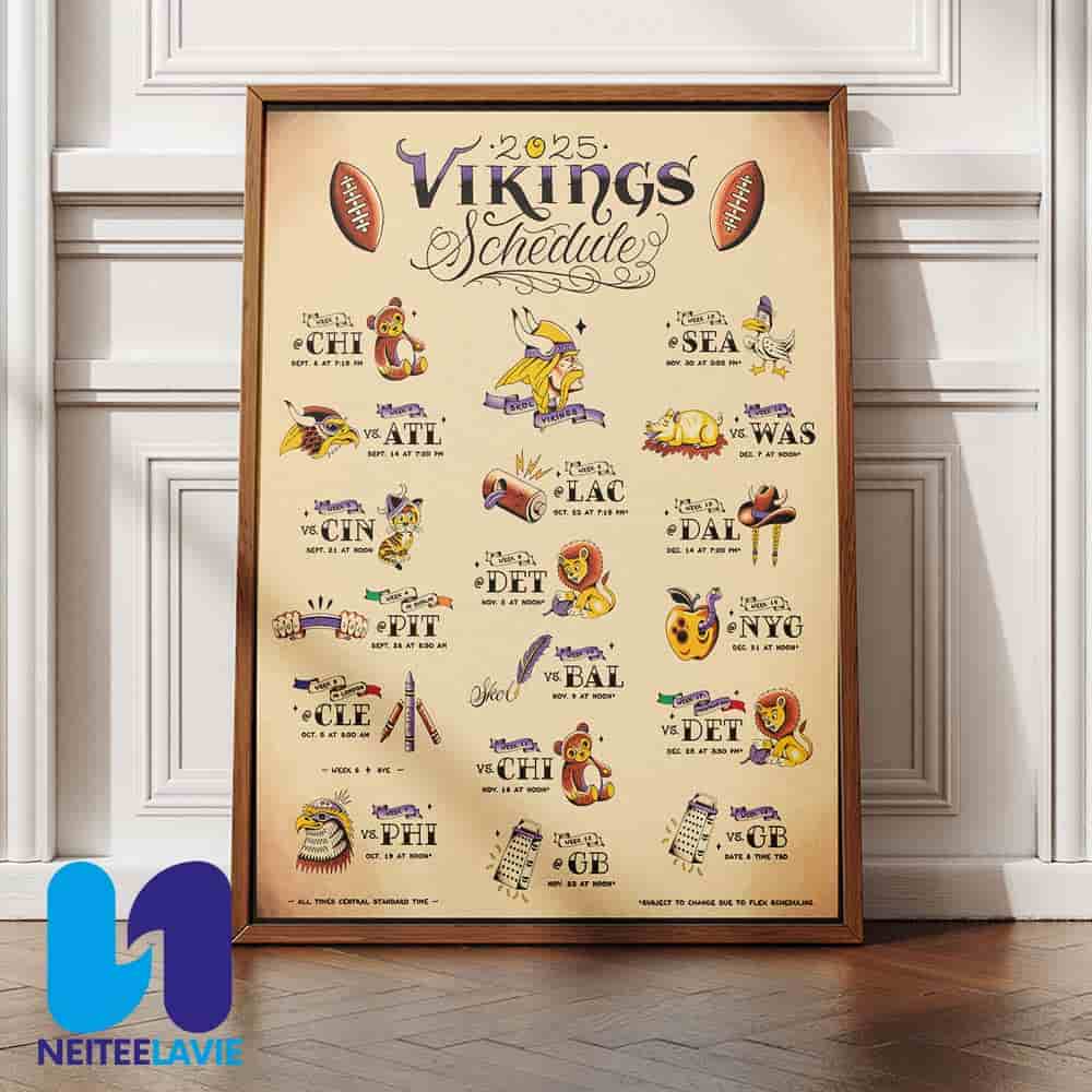 NFL Minnesota Vikings 2025 Schedule Season Home Decor Poster Canvas NFL Minnesota Vikings 2025 Schedule Season Home Decor Poster Canvas