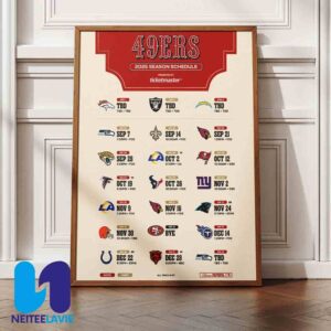 NFL San Francisco 49ers 2025 Schedule Season Home Decor Poster Canvas