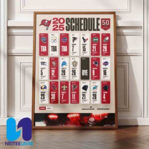 NFL Tampa Bay Buccaneers 2025 Schedule Seasonv Home Decor Poster Canvas