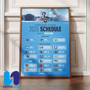 NFL Tennessee Titans 2025 Schedule Season Home Decor Poster Canvas