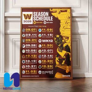 NFL Washington Commanders 2025 Schedule Season Home Decor Poster Canvas