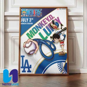 New Art For ONE PIECE x LOS ANGELES DODGERS Drawn By Eiichiro Oda Home Decor Poster Canvas