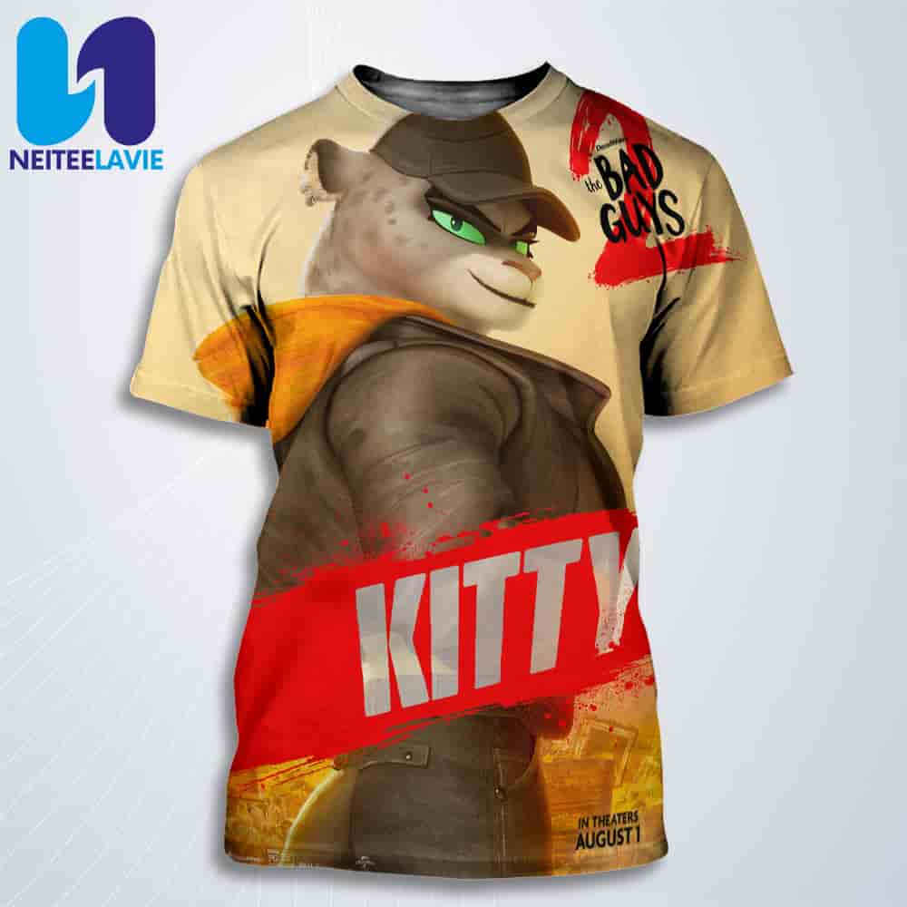 Official Poster Kitty The Bad Guys 2 All Over Print T-Shirt Official Poster Kitty The Bad Guys 2 All Over Print T-Shirt