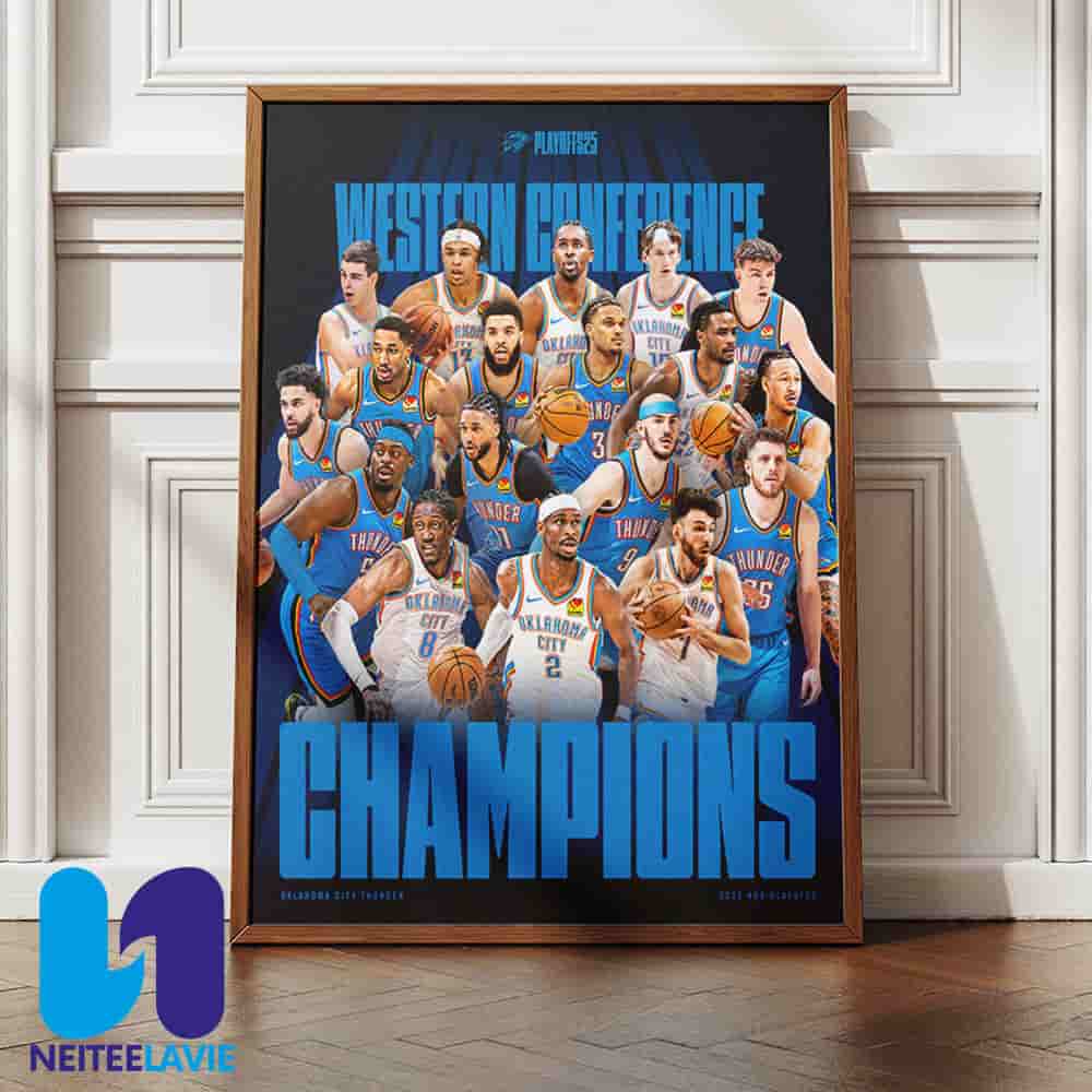 Oklahoma City Thunder Western Conference Champions 2025 NBA Playoffs Season Home Decor Poster Canvas Oklahoma City Thunder Western Conference Champions 2025 NBA Playoffs Season Home Decor Poster Canvas