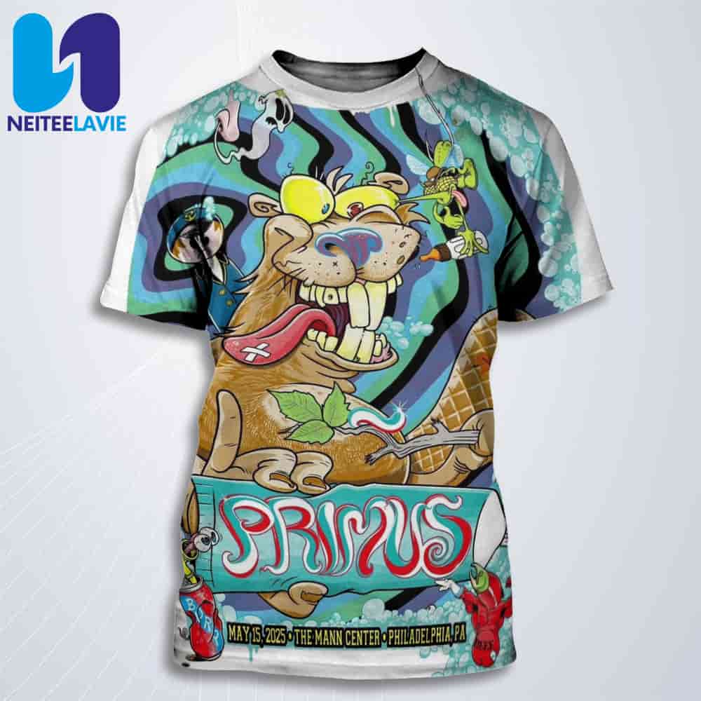 Primus In Philadelphia PA On May 15 At TD Pavilion at the Mann All Over Print T-Shirt Primus In Philadelphia PA On May 15 At TD Pavilion at the Mann All Over Print T-Shirt