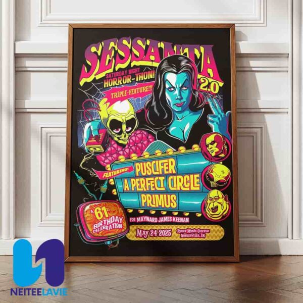Sessanta V2.0 A 61st Birthday Celebration for Maynard James Keenan Concert Poster In Noblesville IN On May 24 2025 At Ruoff Music Center Home Decor Poster Canvas
