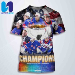 USA Hockey Champions 2025 IIHF Ice Hockey World Championship Season All Over Print T-Shirt