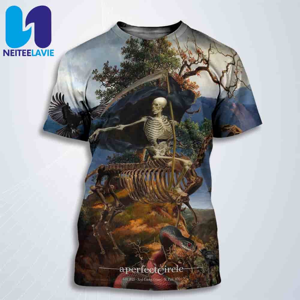A Perfect Circle Concert Poster In Saint Paul MN On June 1st 2025 At Xcel Energy Center All Over Print T-Shirt A Perfect Circle Concert Poster In Saint Paul MN On June 1st 2025 At Xcel Energy Center All Over Print T-Shirt