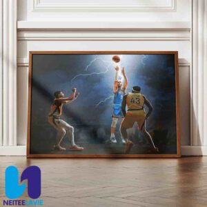 Alex Caruso Oklahoma City Thunder Artwork Electrifying NBA Shot Over Pascal Siakam with Thunderstorm Power Home Decor Poster Canvas